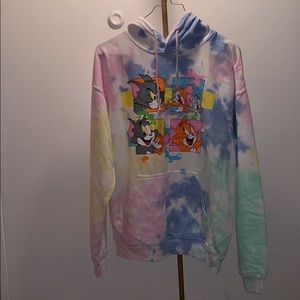 Pastel Tie Dye Tom And Jerry Graphic Hoodie